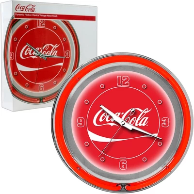 Coca-Cola Neon Clock With Two Neon Rings And Dynamic Ribbon