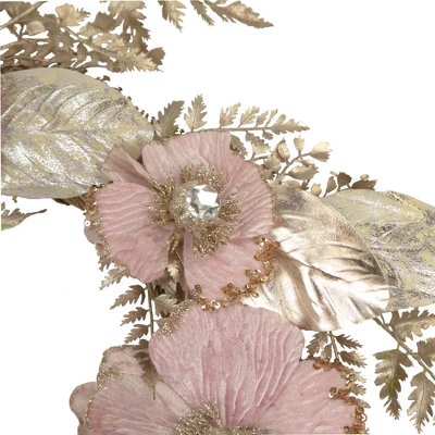 Northlight Champange And Pink Flower Wreath, 24-Inch, Unlit - Image 2