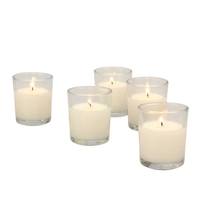 48pk Unscented Long Burning Clear Glass Wax Candles Ivory - Stonebriar Collection
