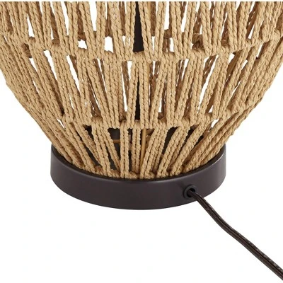 360 Lighting San Marcos Modern Coastal Table Lamp 27" Tall Natural Wicker Oatmeal Drum Shade For Bedroom Living Room Bedside Nightstand Office Kids - Image 6