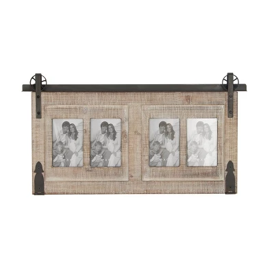 Wood 4 Slot Wall Photo Frame With Metal Accent Brown - Olivia & May - Image 6