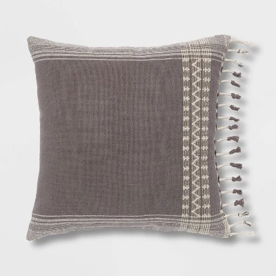 Square Woven Pattern Tassel Decorative Throw Pillow - Threshold™ - Image 5