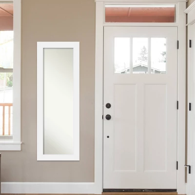19" X 53" Non-Beveled Corvino White Wood On The Door Mirror - Amanti Art - Image 7