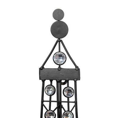 Metal Eiffel Tower 3D Wire Wall Decor With Crystal Embellishments Black - Olivia & May - Image 2