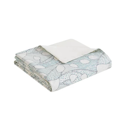 Anya Vine Printed Cotton Duvet Cover Set Aqua Blue - Urban Habitat - Image 9