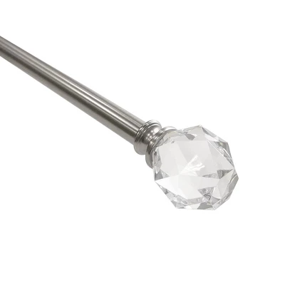 Decorative Drapery Curtain Rod With Faceted Crystal Finials Brushed Nickel - Lumi Home Furnishings