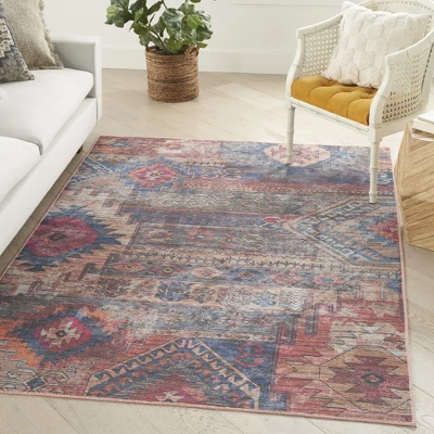 Nicole Curtis Machine Washable Distressed Southwestern Indoor Rug