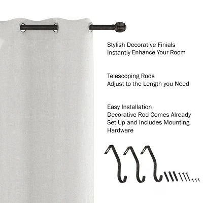 Hastings Home Black Curtain Rod With Cone Finials - Image 2