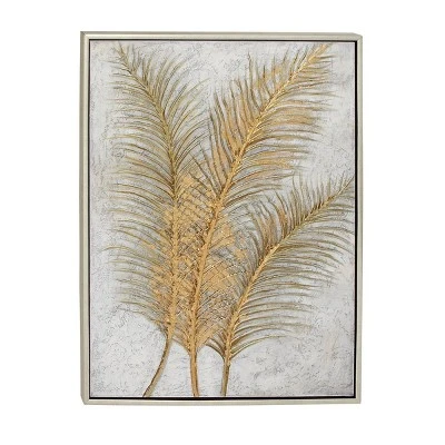 Canvas Leaf Framed Wall Art With Silver Frame Gold - CosmoLiving By Cosmopolitan - Image 7