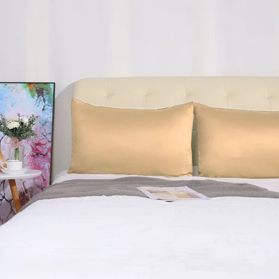 King(20"x36") Silky Satin Pillow Cases Caramel - PiccoCasa - Image 2
