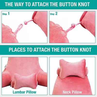 Vekkia Extra Large Velvety Reading And Bed Rest Pillow With Ultimate Back And Arm Support For Reading And Watching Television, Pink - Image 4