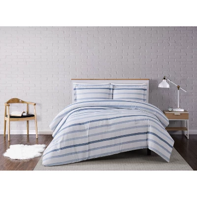 Waffle Stripe Comforter Set Blue/White - Truly Soft - Image 5
