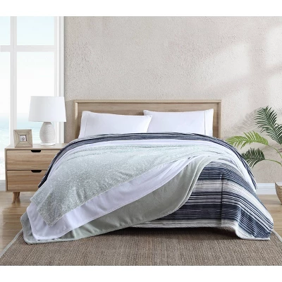 Organic Cotton Patterned Bed Blanket Blue - Tommy Bahama - Image 3