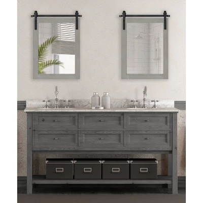 18" X 26" Cates Rectangle Wall Mirror Gray - Kate & Laurel All Things Decor - Image 4