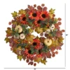 Nearly Natural 30” Fall Acorn, Sunflower, Berries And Autumn Foliage Artificial Wreath