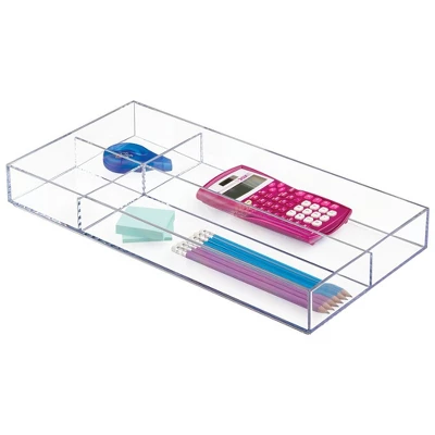 MDesign Plastic Stackable Office Divided Storage Drawer Organizer Tray - Clear - Image 4