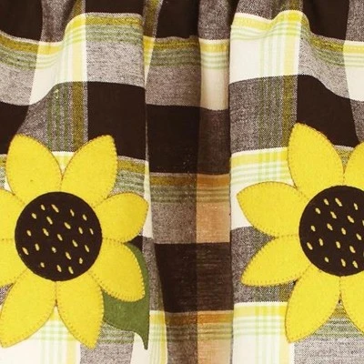 Country Village Designs Sunflower Buffalo Check Buttermilk Valance, Black 72x15.5 - Image 3