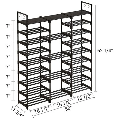 WOWLIVE 9-Tier Large Stackable Metal Shoe Rack Shelf Storage Tower Unit Cabinet Organizer For Closets, Fits 50 To 55 Pairs, Black - Image 4