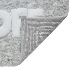 Kate Aurora Dorm Basics "Take It Off" Gray Typography Soft Tufted Oversized Bath Rug Runner - 2'x5'