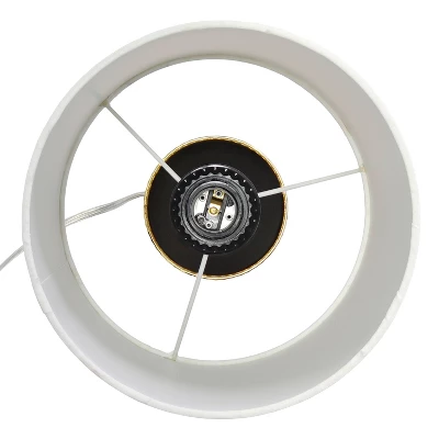 Hammered Metal Organizer Table Lamp With USB Charging Port And Fabric Shade - Simple Designs - Image 6