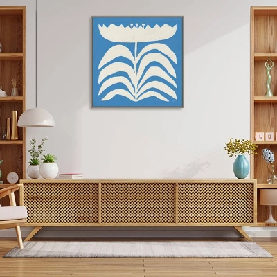 30" X 30" Delighted Floral II Blue By Moira Hershey Framed Canvas Wall Art Print - Amanti Art - Image 4