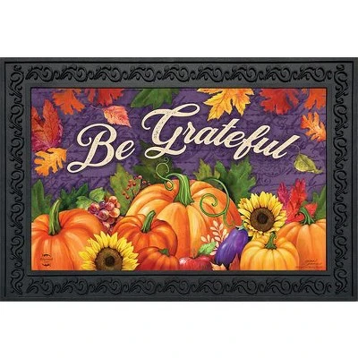 Briarwood Lane Be Grateful Fall Doormat Pumpkins Floral Indoor Ou