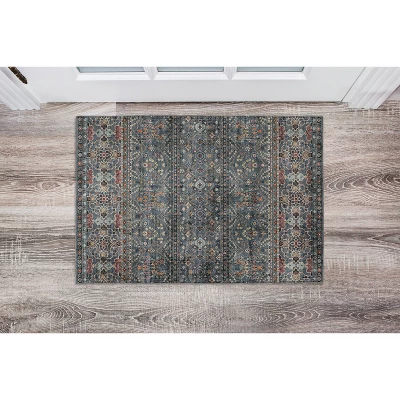 Washable Grant Rug Teal/Ivory - Linon - Image 4