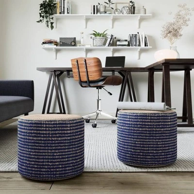 Jordi Round Braided Pouf - WyndenHall