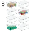 MDesign Plastic Stackable Toy Storage Bin Box With Lid, 8 Pack - Clear