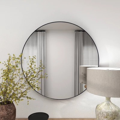 Contemporary Wood Round Wall Mirror - Olivia & May - Image 6