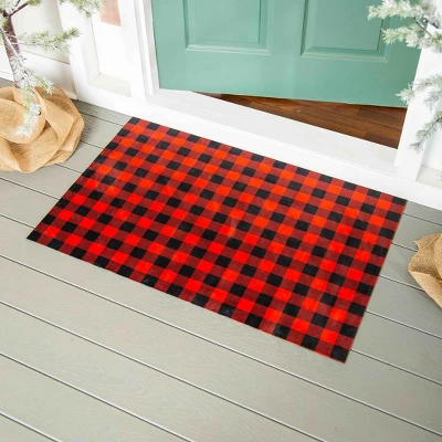 Evergreen Red And Black Buffalo Check Layering Mat 11.5 X 9.5 Inches Indoor And Outdoor Decor - Image 3
