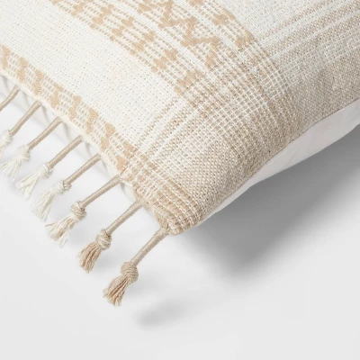 Square Woven Pattern Tassel Decorative Throw Pillow - Threshold™ - Image 3