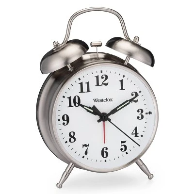 4.5" Nickel Classic Twin Bell Alarm Clock - Westclox - Image 2