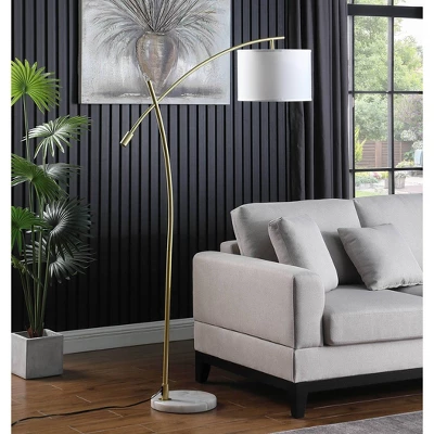 65" Oscar Pendulum Style On Marble Base Metal Floor Lamp White - Ore International - Image 4