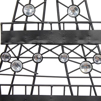 Metal Eiffel Tower 3D Wire Wall Decor With Crystal Embellishments Black - Olivia & May - Image 3