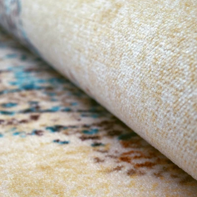 Distressed Medallion Traditional Border Indoor Area Rug Or Runner Rug By Blue Nile Mills - Image 2