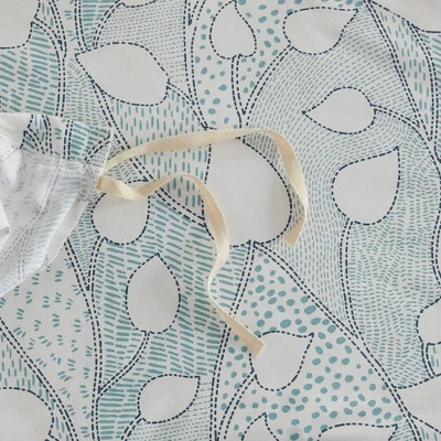 Anya Vine Printed Cotton Duvet Cover Set Aqua Blue - Urban Habitat - Image 8