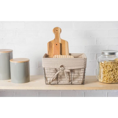 Design Imports Set Of 5 Vintage Gray Wire Liner Baskets Taupe - Image 2