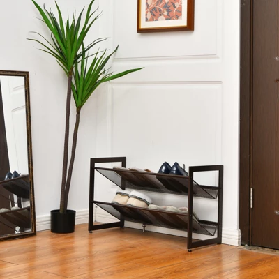 Tangkula Iron Shoe Shelf 2/3/4-Tier Space Saving Layered Shoes Shelving Shoes Storage Organizer - Image 2