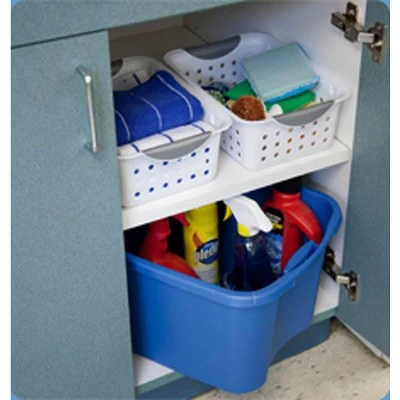 Sterilite White Small Ultra Basket Durable Plastic Storage Totes Bins For With Titanium Inserts For Home Organization - Image 3