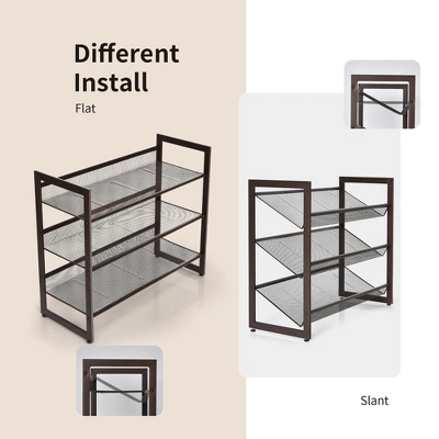 Costway 2-Tier3-Tier4-Tier Shoe Rack Adjustable To Flat Or Slant Shoe Organizer Holder Stand - Image 3