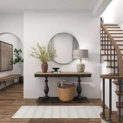 Contemporary Wood Round Wall Mirror - Olivia & May - Image 11