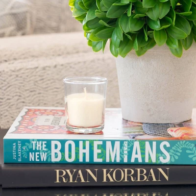 48pk Unscented Long Burning Clear Glass Wax Candles Ivory - Stonebriar Collection - Image 2