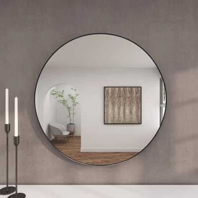 Contemporary Wood Round Wall Mirror - Olivia & May - Image 10