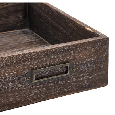 Juvale Rustic Wood Stackable Paper Tray, Vintage Office Desk Desktop Holder Organizer For Documents Files Folders Magazines, 10.5 Inches - Image 3