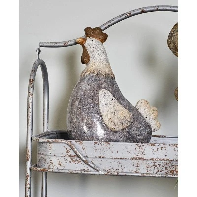 13" X 8" Magnesium Oxide Country Polystone Chicken Garden Sculpture Gray - Olivia & May