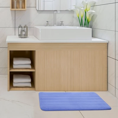 PiccoCasa Memory Foam Bathroom Rugs Non-Slip And U-shaped Toilet Mat 2 Pcs - Image 4