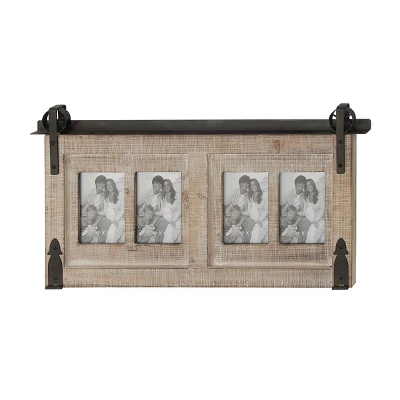 Wood 4 Slot Wall Photo Frame With Metal Accent Brown - Olivia & May - Image 3
