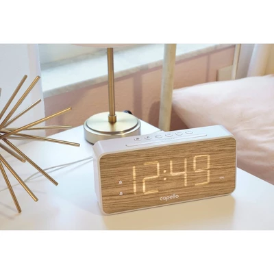 Extra Large Display Digital Alarm Clock White/Pine - Capello - Image 2