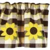 Country Village Designs Sunflower Buffalo Check Buttermilk Valance, Black 72x15.5